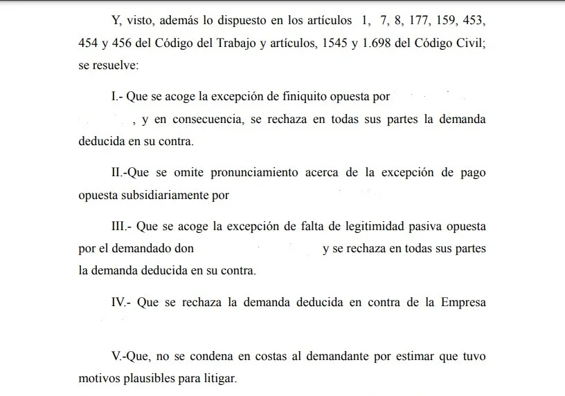 sentencia-acoge.excepción-de-finiquito-por-mala-reserva-de-derechos